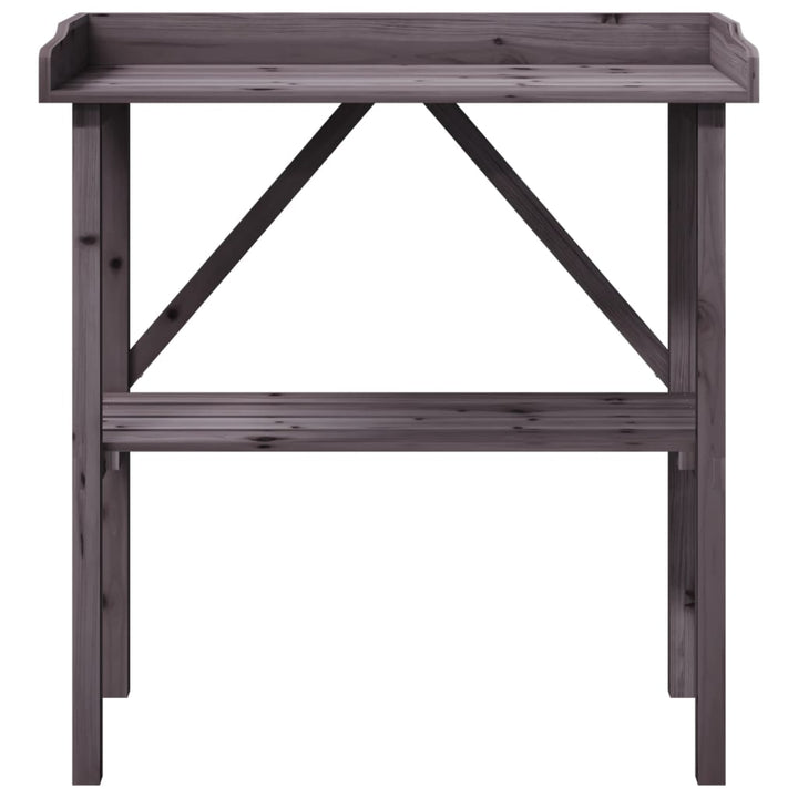 plantebord med hylde 78x38x82,5 cm massivt grantræ grå