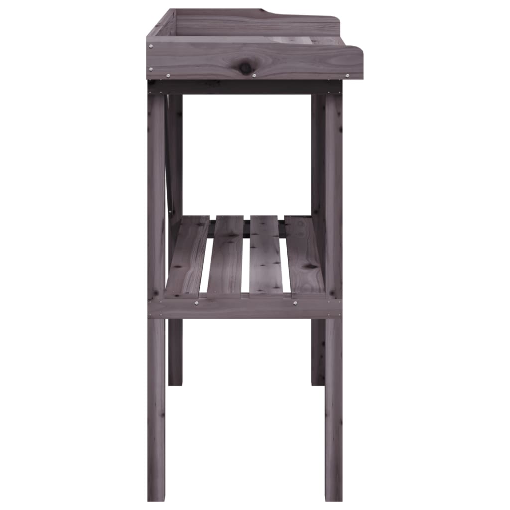 plantebord med hylde 78x38x82,5 cm massivt grantræ grå