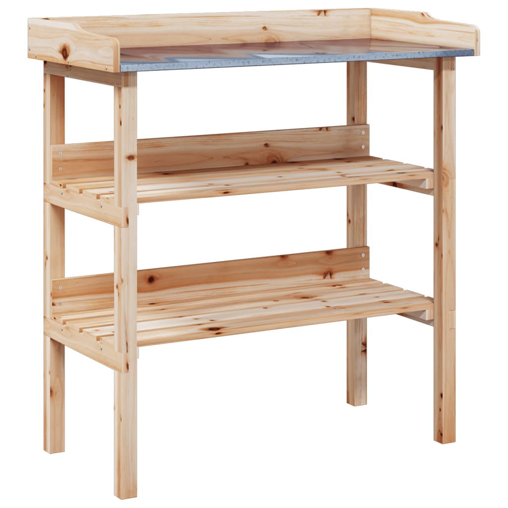 plantebord med hylder 78x38x82,5 cm massivt grantræ