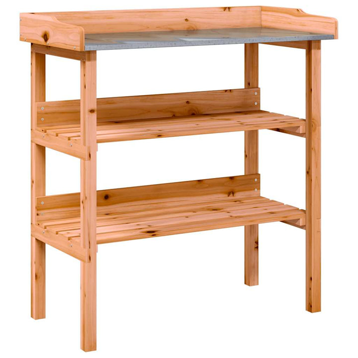 plantebord med hylder 78x38x82,5 cm massivt grantræ brun