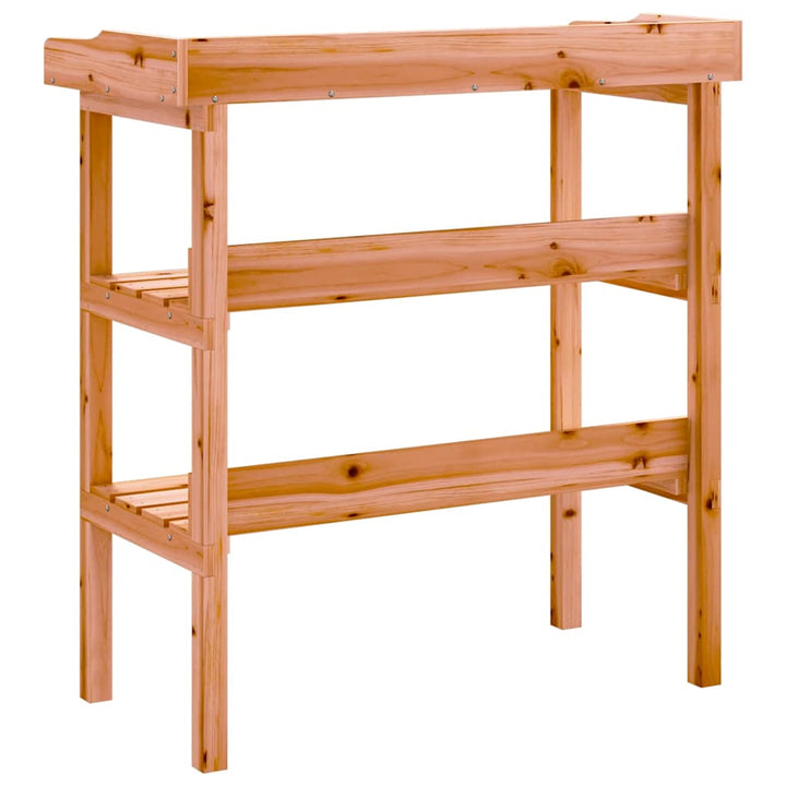 plantebord med hylder 78x38x82,5 cm massivt grantræ brun