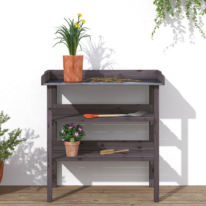 plantebord med hylder 78x38x82,5 cm massivt grantræ