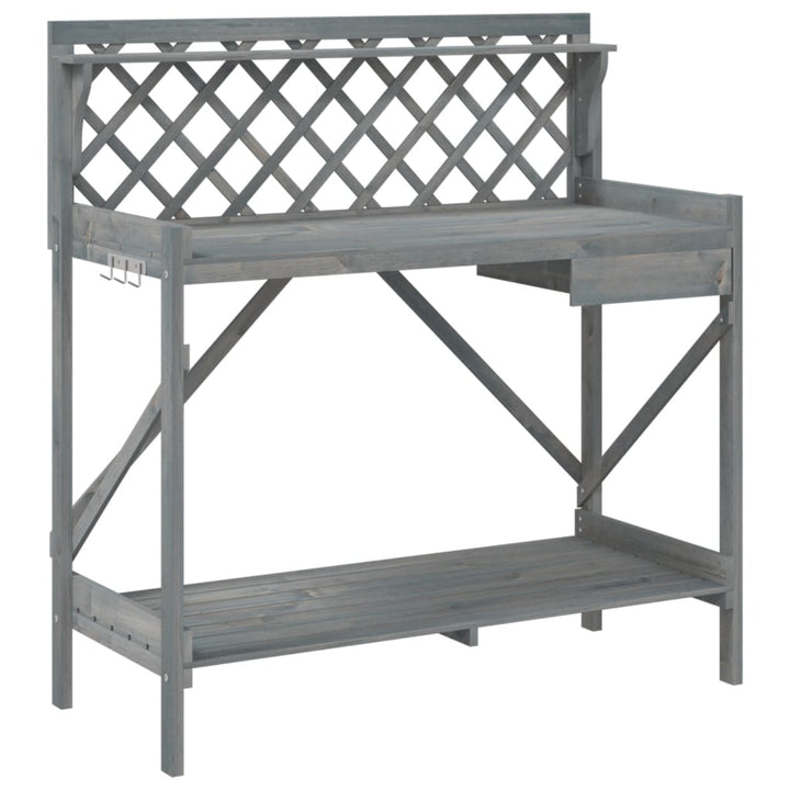 pottebord med espalier massivt fyrretræ grå