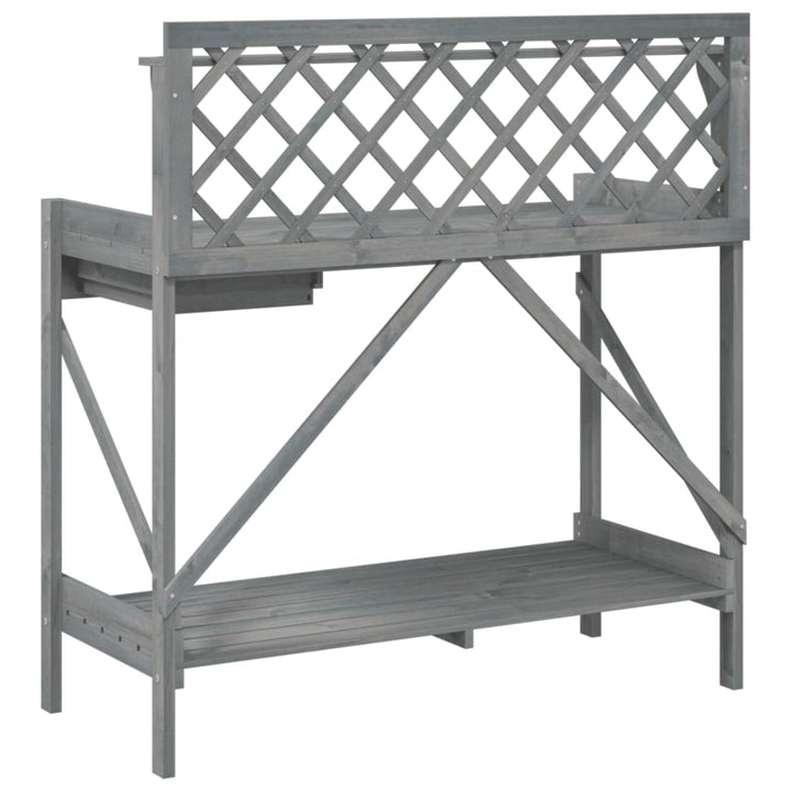 pottebord med espalier massivt fyrretræ grå