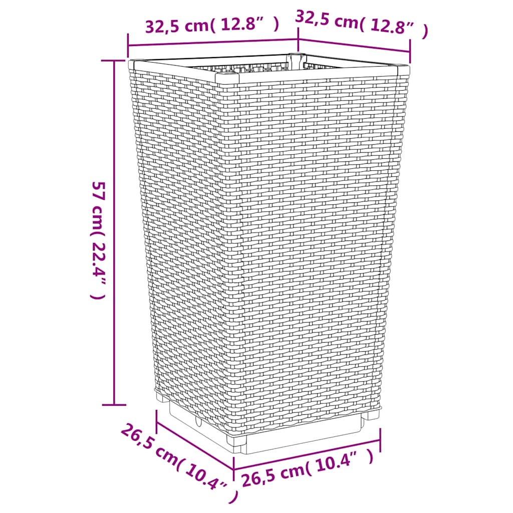 plantekurve 2 stk. 32,5x32,5x57 cm PP blågrå