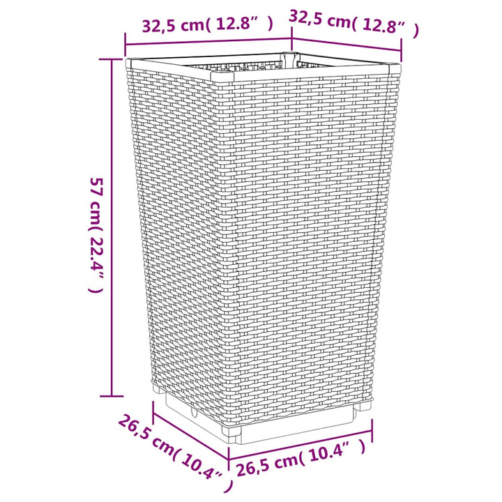 plantekurve 2 stk. 32,5x32,5x57 cm PP blågrå
