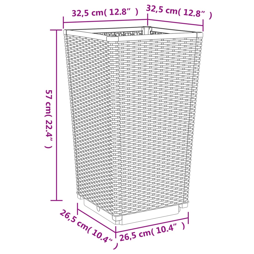 plantekurve 2 stk. 32,5x32,5x57 cm PP brun