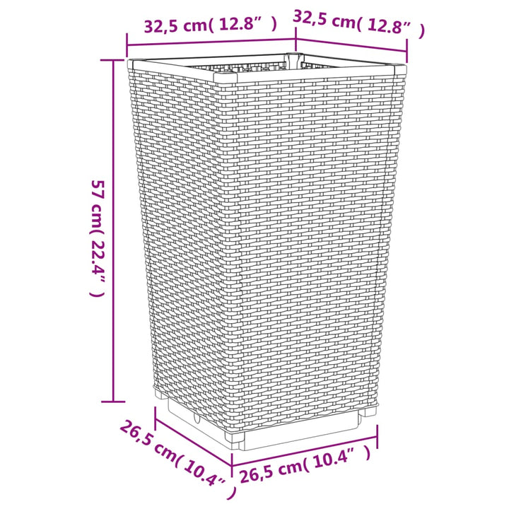 plantekurve 4 stk. 32,5x32,5x57 cm PP lysegrå