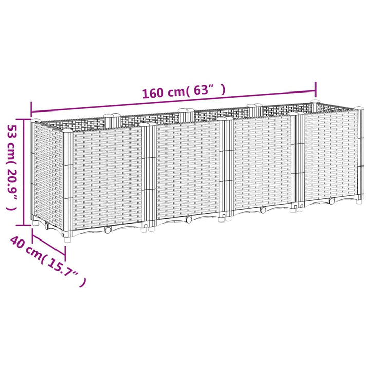 plantekasse 160x40x53 cm PP hvid