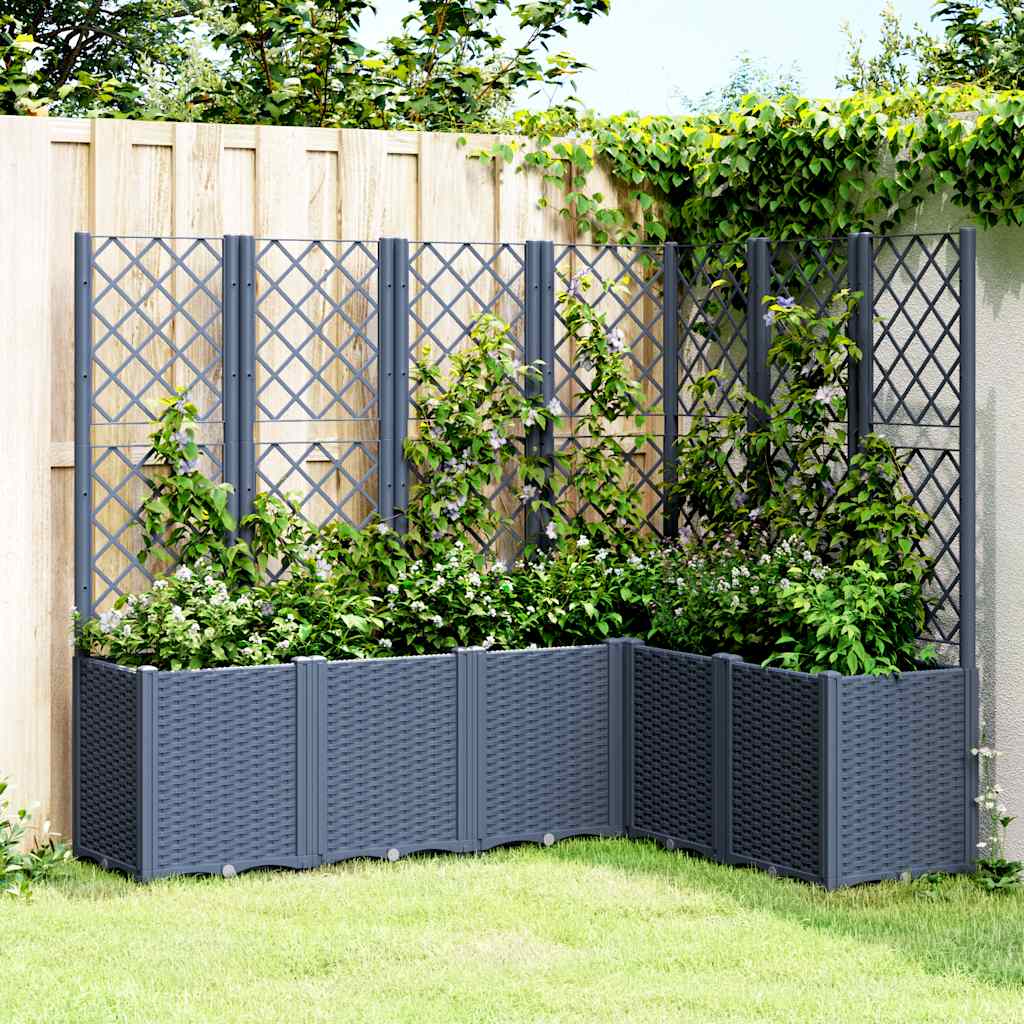 plantekasse med espalier 160x120x140 cm PP blågrå