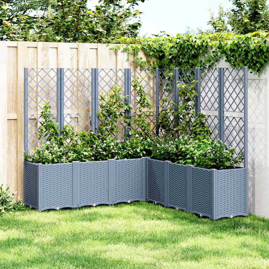 plantekasse med espalier 160x160x140 cm PP blågrå