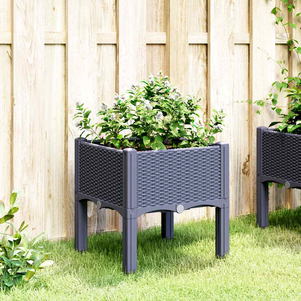 plantekasse med ben 40x40x42 cm PP blågrå