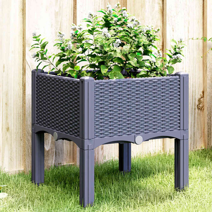 plantekasse med ben 40x40x42 cm PP blågrå