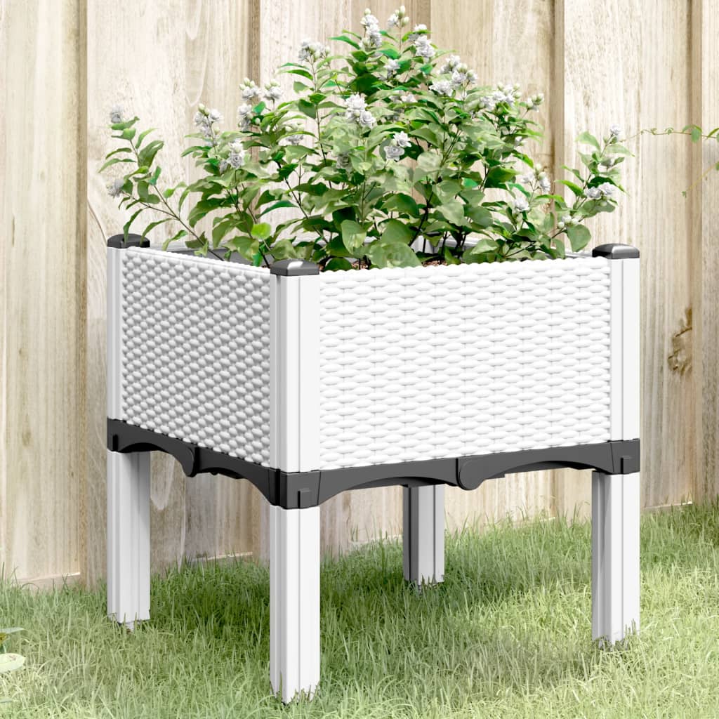 plantekasse med ben 40x40x42 cm PP hvid
