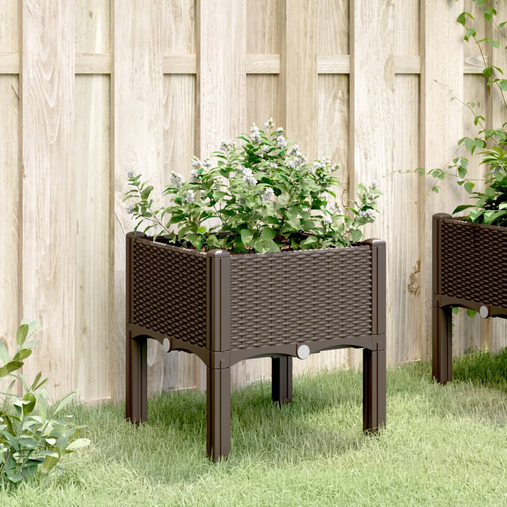 plantekasse med ben 40x40x42 cm PP brun