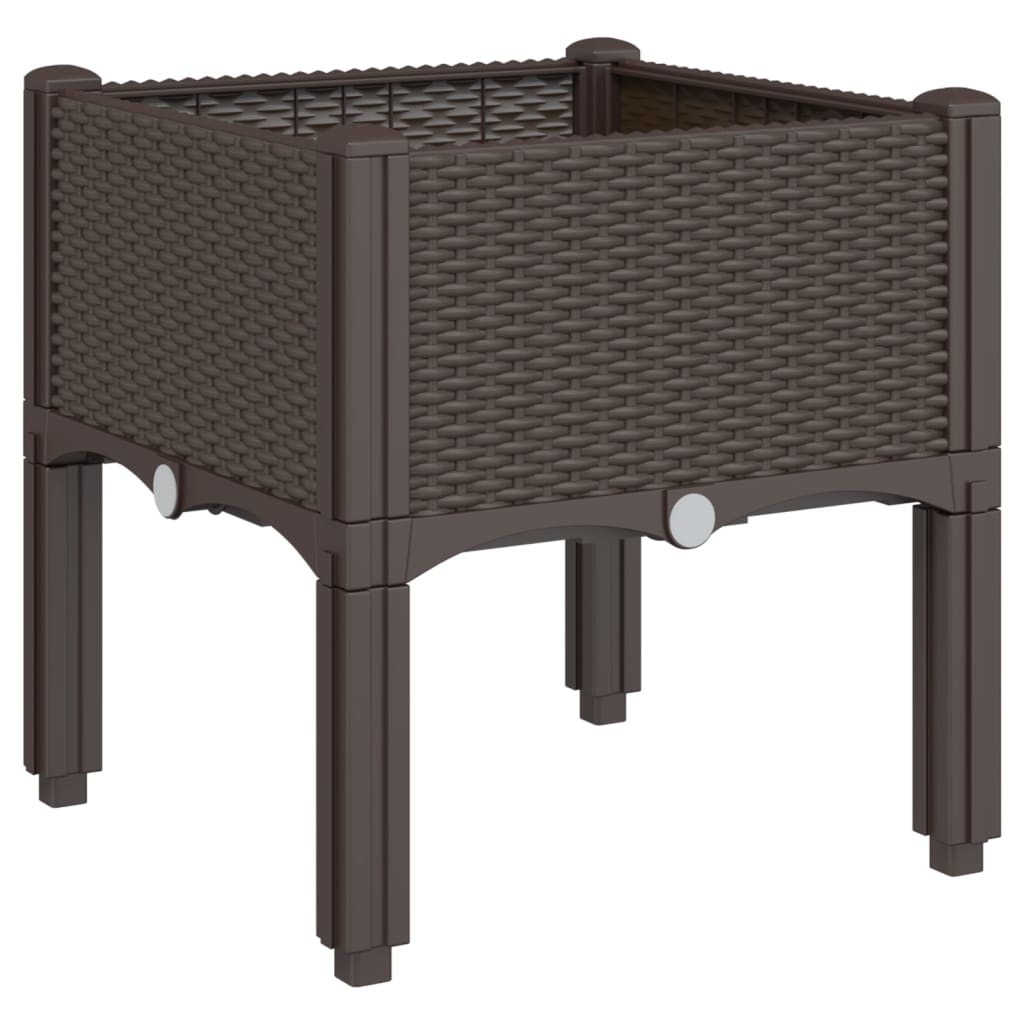 plantekasse med ben 40x40x42 cm PP brun