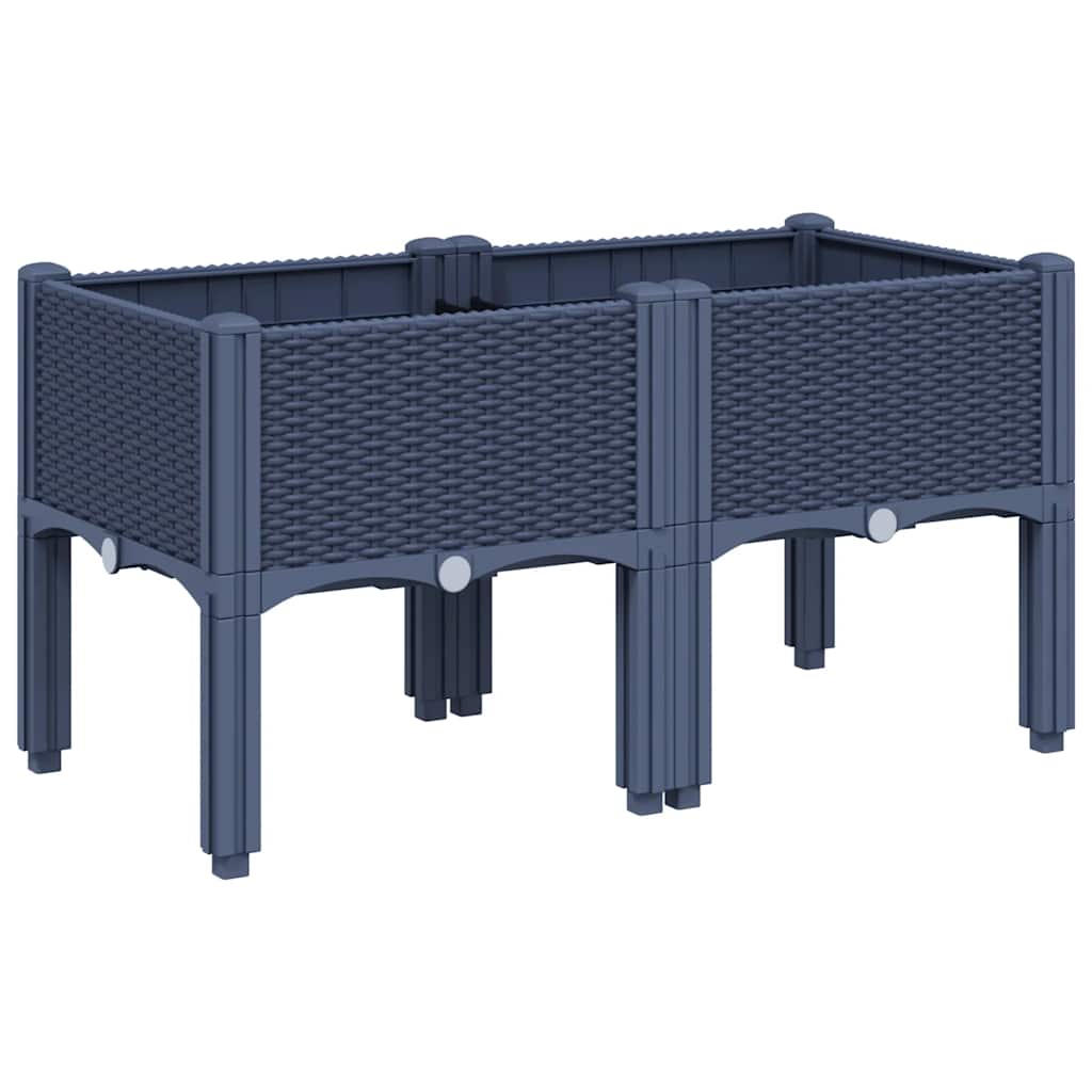 plantekasse med ben 80x40x42 cm PP blågrå