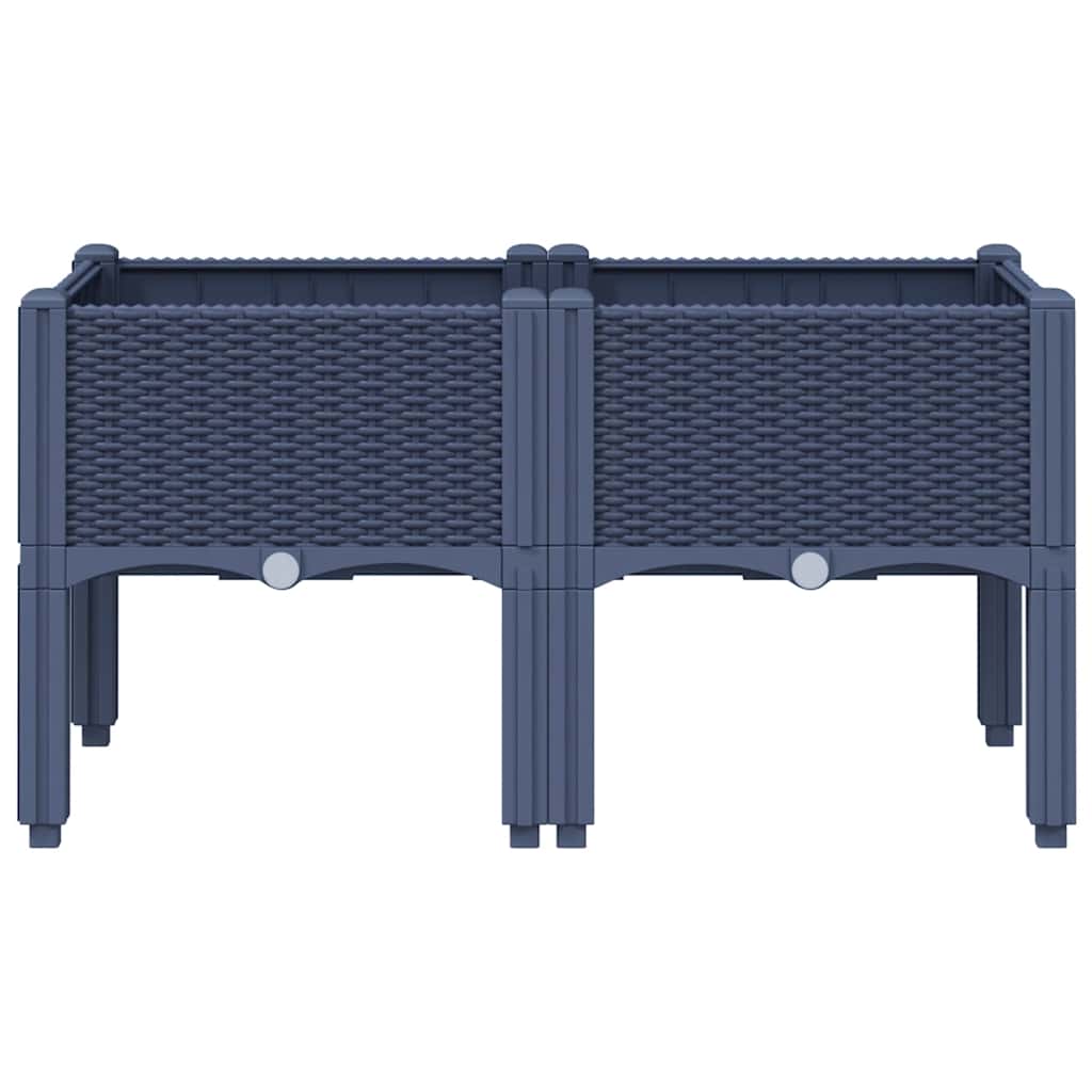 plantekasse med ben 80x40x42 cm PP blågrå