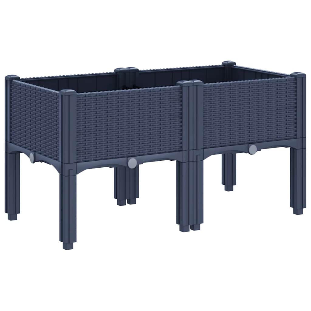 plantekasse med ben 80x40x42 cm PP blågrå