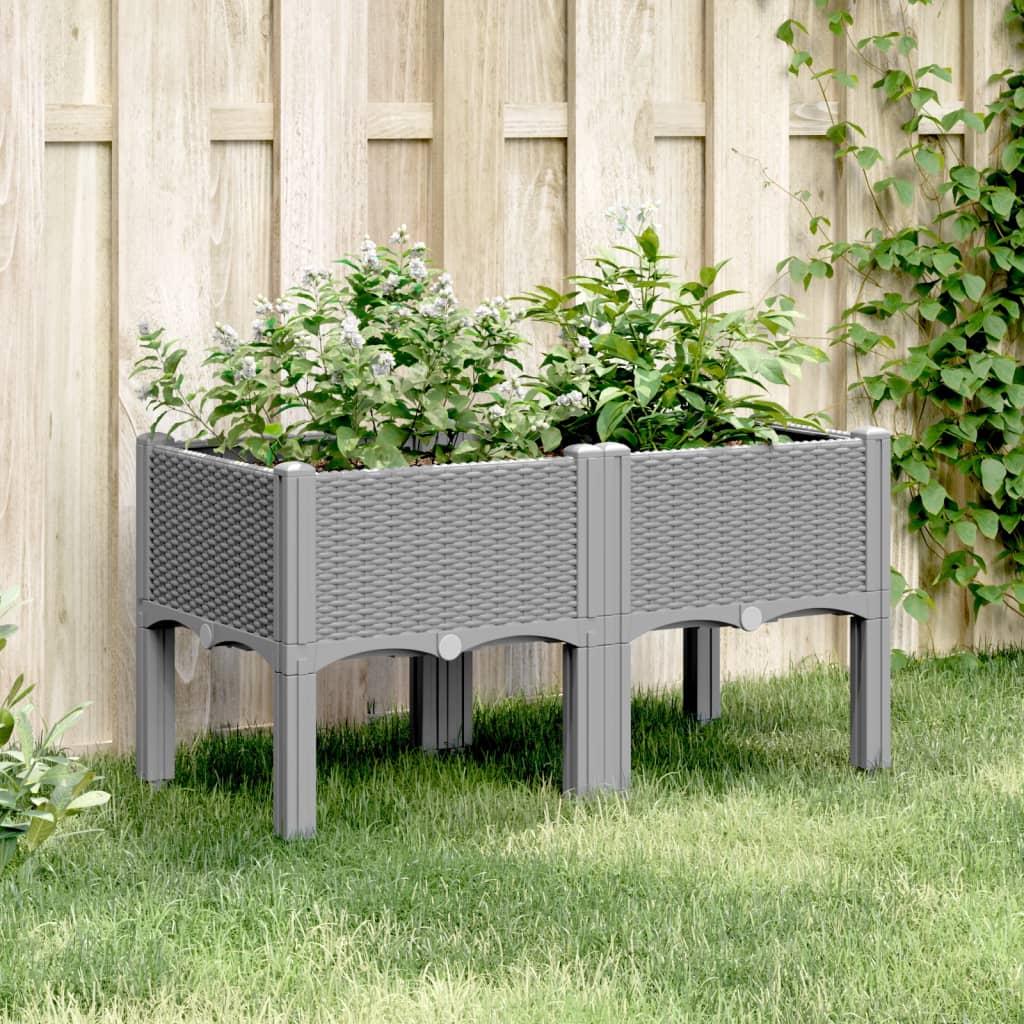 plantekasse med ben 80x40x42 cm PP lysegrå