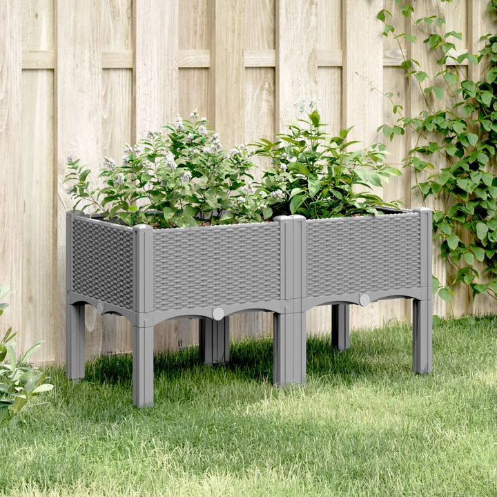 plantekasse med ben 80x40x42 cm PP lysegrå