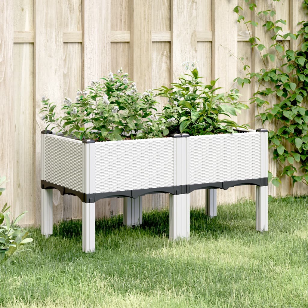 plantekasse med ben 80x40x42 cm PP hvid