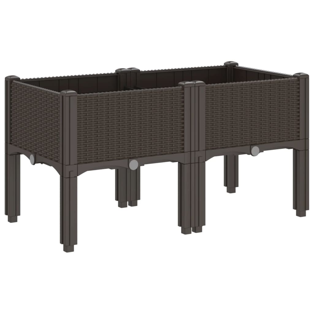 plantekasse med ben 80x40x42 cm PP brun