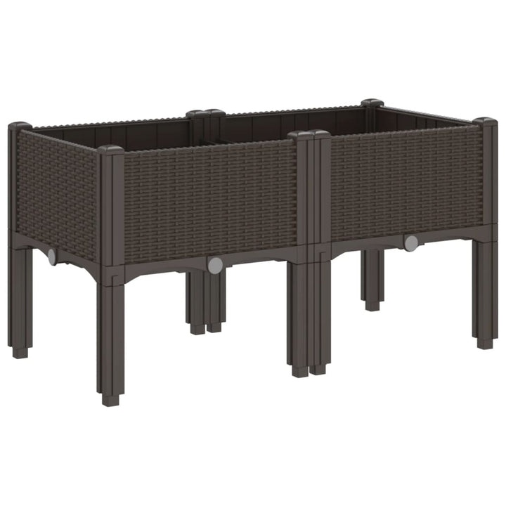 plantekasse med ben 80x40x42 cm PP brun