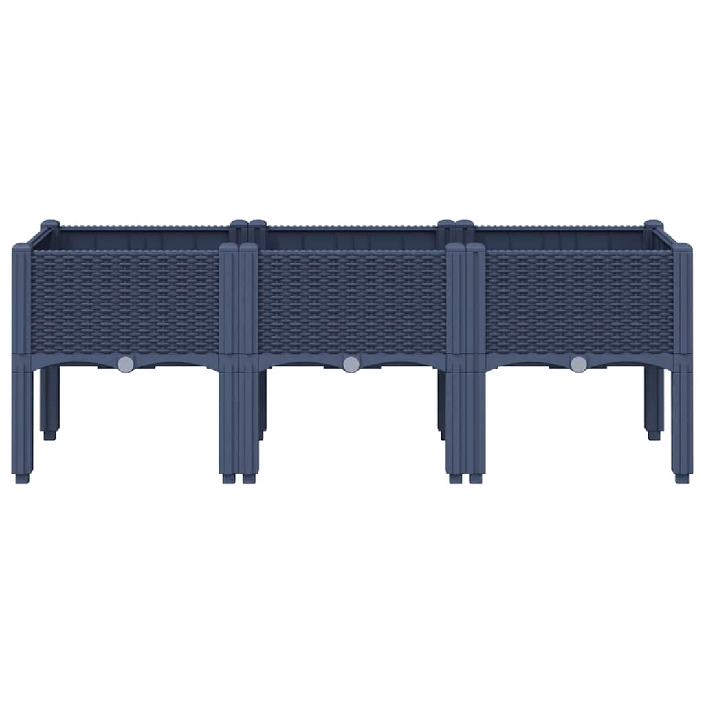 plantekasse med ben 120x40x42 cm PP blågrå