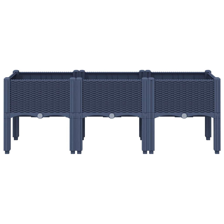 plantekasse med ben 120x40x42 cm PP blågrå