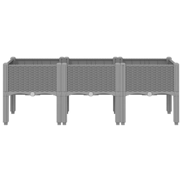 plantekasse med ben 120x40x42 cm PP lysegrå