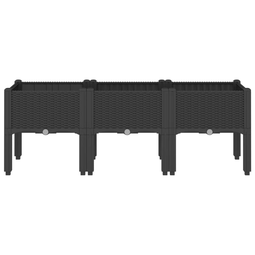 plantekasse med ben 120x40x42 cm PP sort