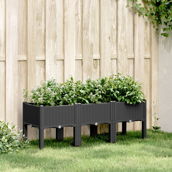 plantekasse med ben 120x40x42 cm PP sort