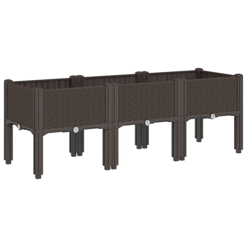 plantekasse med ben 120x40x42 cm PP brun