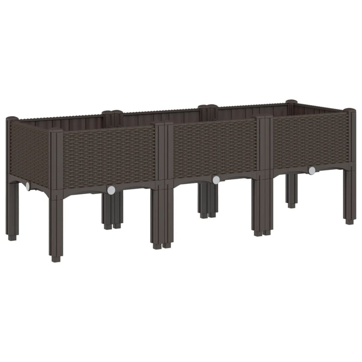 plantekasse med ben 120x40x42 cm PP brun
