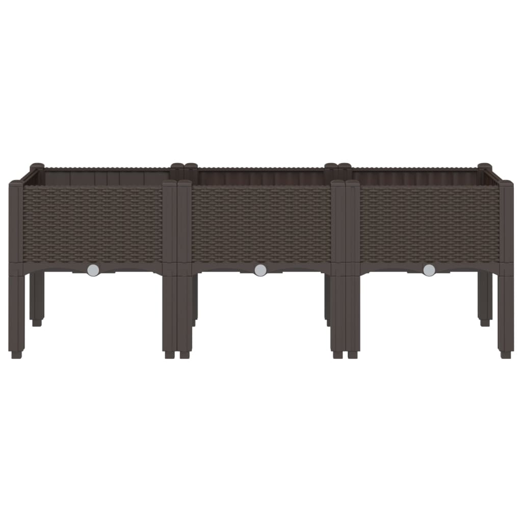 plantekasse med ben 120x40x42 cm PP brun