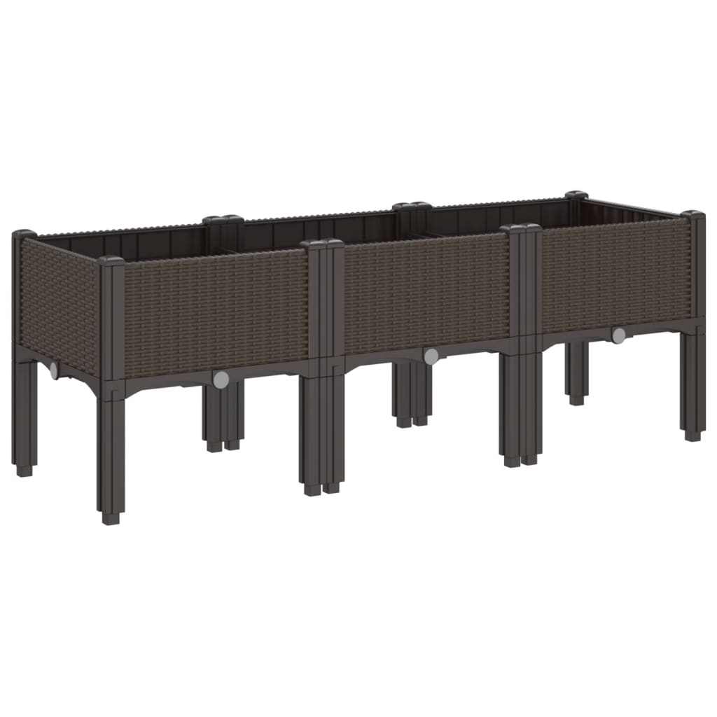 plantekasse med ben 120x40x42 cm PP brun