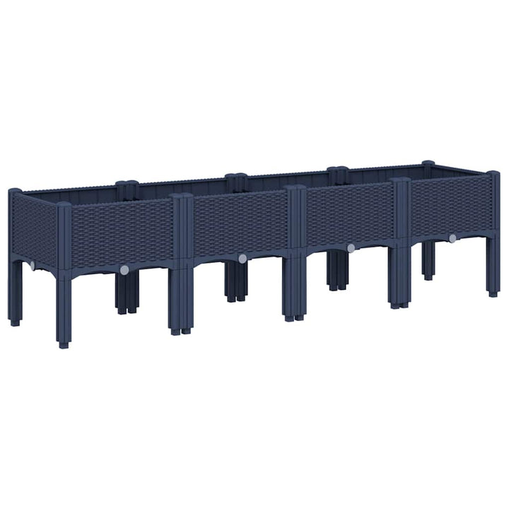 plantekasse med ben 160x40x42 cm PP blågrå