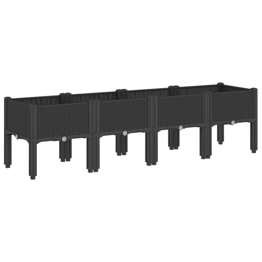 plantekasse med ben 160x40x42 cm PP sort