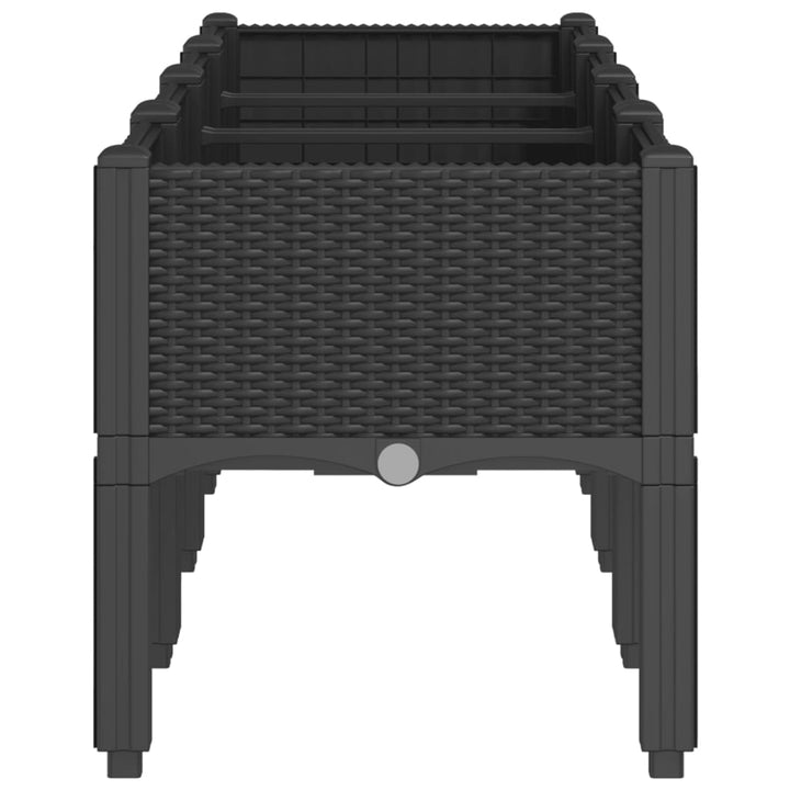 plantekasse med ben 160x40x42 cm PP sort