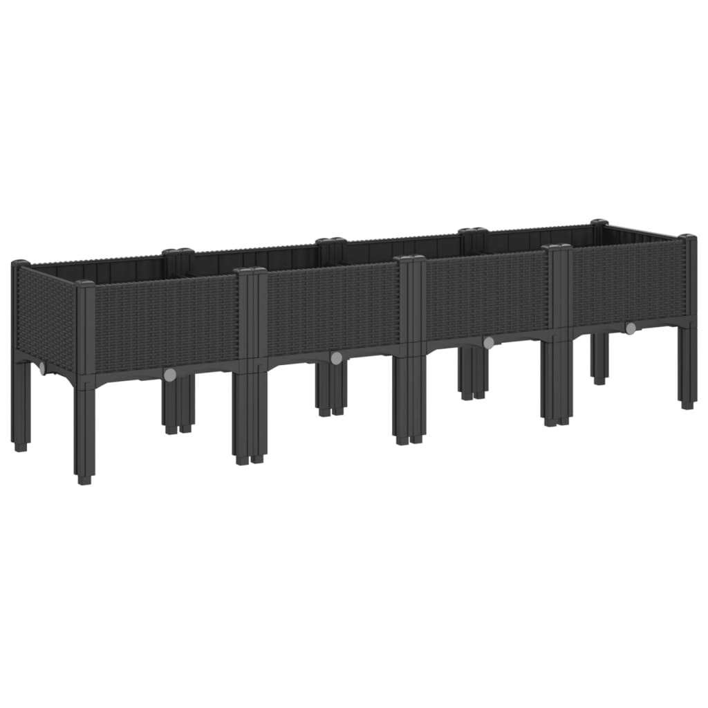 plantekasse med ben 160x40x42 cm PP sort