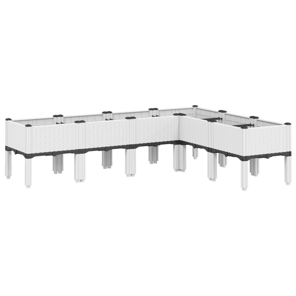 plantekasse med ben 160x120x42 cm PP hvid