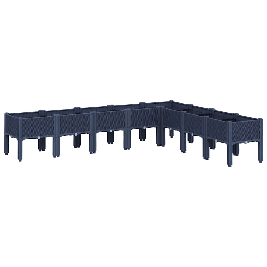 plantekasse med ben 200x160x42 cm PP blågrå