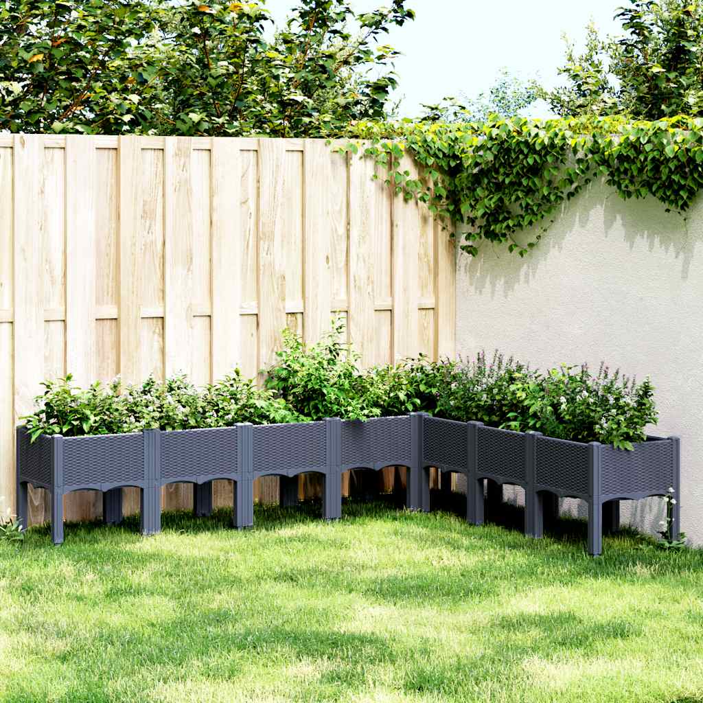 plantekasse med ben 200x160x42 cm PP blågrå