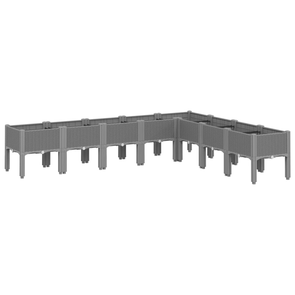 plantekasse med ben 200x160x42 cm PP lysegrå