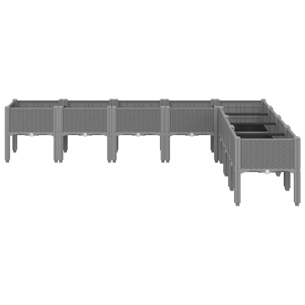 plantekasse med ben 200x160x42 cm PP lysegrå