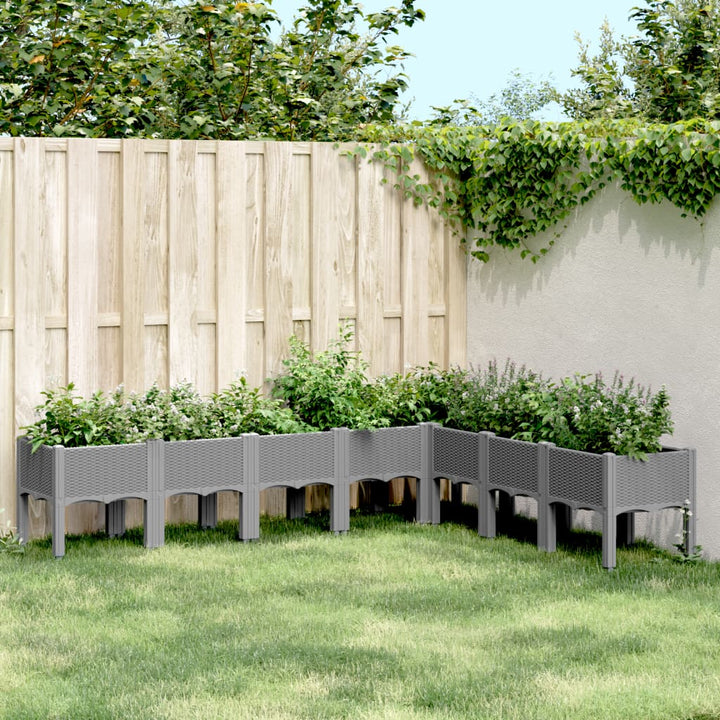 plantekasse med ben 200x160x42 cm PP lysegrå