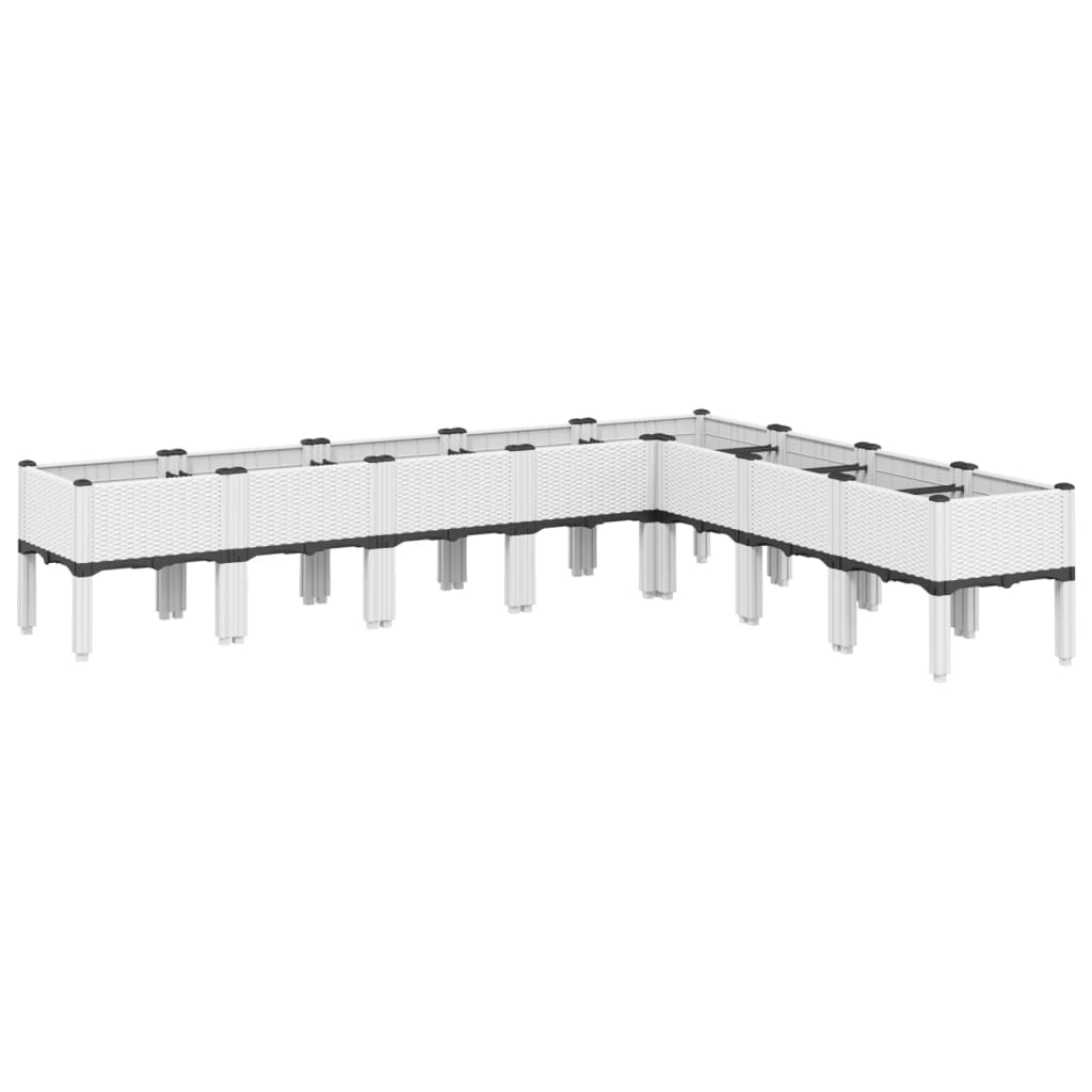 plantekasse med ben 200x160x42 cm PP hvid