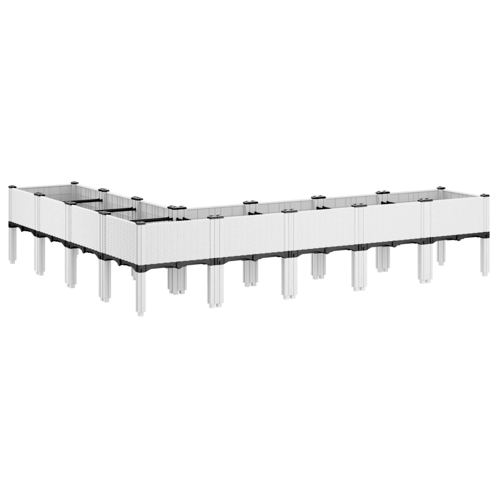 plantekasse med ben 200x160x42 cm PP hvid