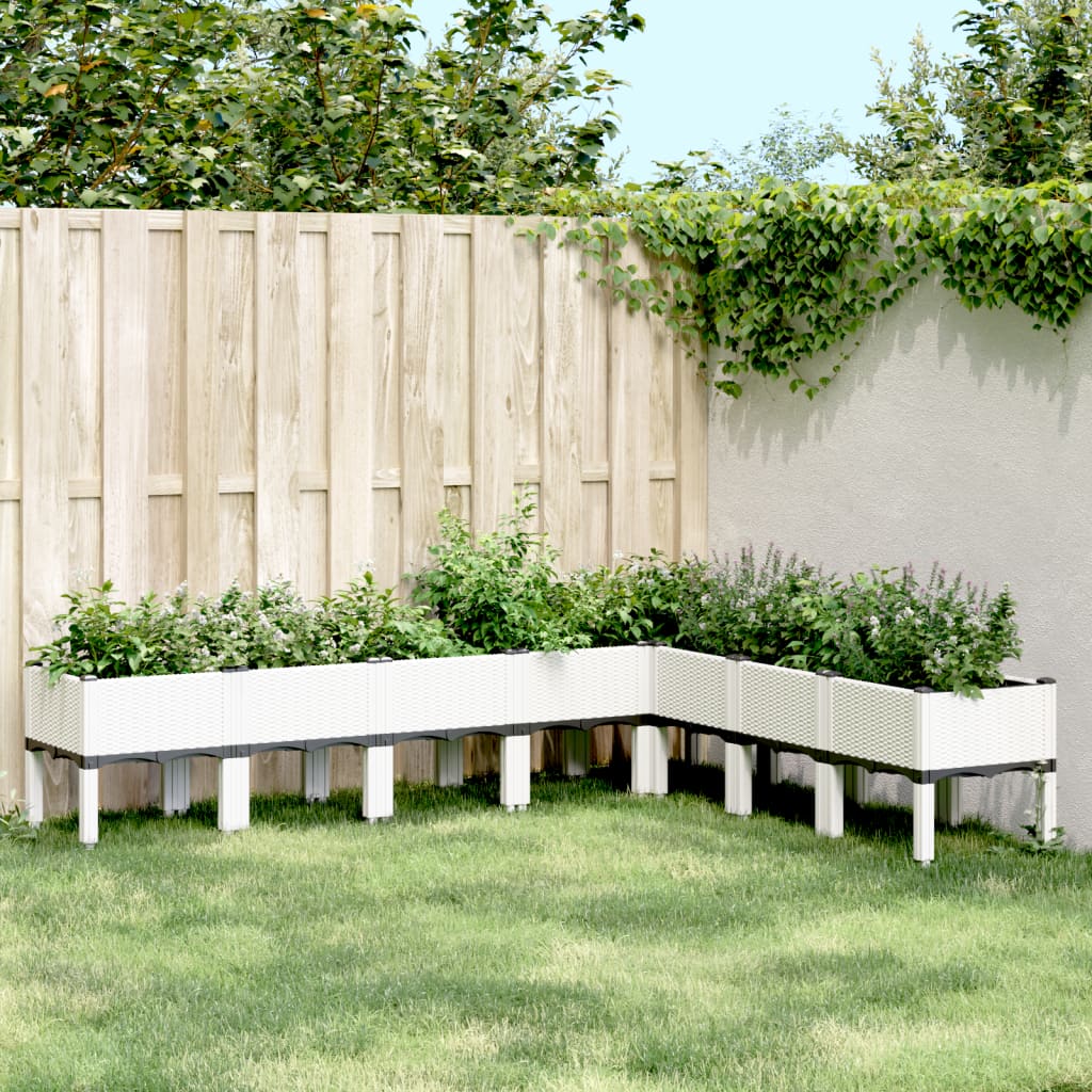 plantekasse med ben 200x160x42 cm PP hvid